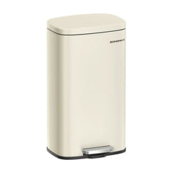 Songmics - Poubelle Cuisine 30L, Poubelle à Pédale, avec Couvercle à Fermeture en Douceur, Seau Intérieur, en Acier, Beige