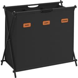 Songmics - Panier à Linge, Corbeille à Linge, Trieur de Linge de 135 l, 3 Sections, Structure en x Pliable, Organisateur de Vêtements avec Étiquettes
