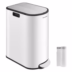 [Poubelle mince à 2 compartiments] Cette double poubelle de cuisine, d’une capacité de 30 litres et de 20 litres, permet de s ...