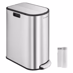 [Poubelle mince à 2 compartiments] Cette double poubelle de cuisine, d’une capacité de 30 litres et de 20 litres, permet de s ...