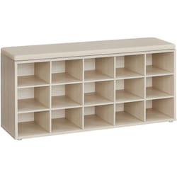 Vasagle - Banc à Chaussures, Meuble d'Entrée, Rangement Chaussures, Assise Rembourrée 15 Compartiments, Étagère Porte-chaussures, Capacité de Charge