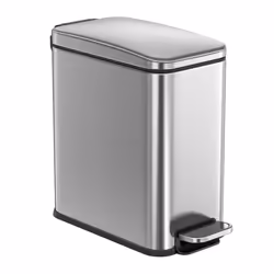 Poubelle de Salle de Bain 10L Petit Couvercle à Pédale Compact Petit Espace en Acier Fermeture en Douceur Argent
