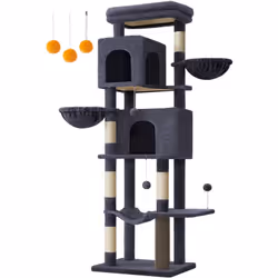【175 cm DE HAUT, PLAISIR MULTI-NIVEAUX】 Plongez vos chats dans un univers de jeu avec cet arbre à chat. Il comprend 2 niches  ...