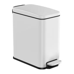 Songmics - Poubelle de Salle de Bain 5L, Petit, Couvercle, Poubelle à Pédale pour Toilettes, Compact, Petit Espace, en Acier, Fermeture en Douceur,