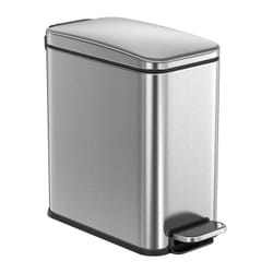 Songmics - Poubelle de Salle de Bain 5L, Petit, Couvercle, Poubelle à Pédale pour Toilettes, Compact, Petit Espace, en Acier, Fermeture en Douceur,