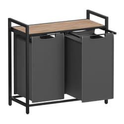 VASAGLE Panier à Linge, Corbeille à Linge Sale, Rangement 2 Compartiments, 2 Sacs Amovibles en Tissu Oxford, Étagère, Cadre en Métal, 2 x 46L, 73 x
