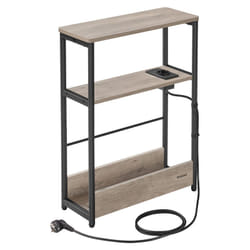 Vasagle - Table d'Appoint Fine avec Multiprise, Table de Chevet à 3 Niveaux, Bout de Canapé, pour Petits Espaces, Porte-Magazines, Salon, Chambre,
