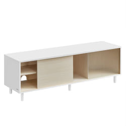 Vasagle - Meuble tv pour tv jusqu'à 60 Pouces, Montage Rapide Toolless, Meuble tv pour Salon, Banc tv, Verre Cannelé, Moderne, 140 x 39 x 45 cm,