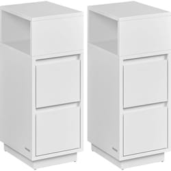 Table de Chevet avec 2 Tiroirs et Compartiment Ouvert, Blanc Nuage - Vasagle