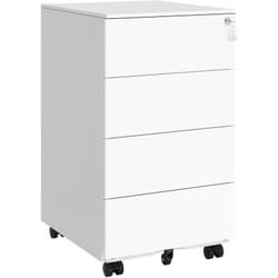 Songmics - Caisson de Bureau Mobile, Verrouillable, avec 4 Tiroirs, Rangement pour Documents et Papeterie, Pré-assemblé, pour Travail, Bureau à