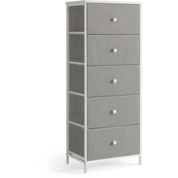 Songmics - Commode de Chambre, en Tissu avec 5 Tiroirs, Cadre en Métal, Gris Tourterelle et Blanc Crème