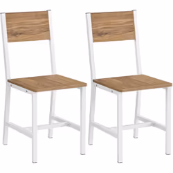 Description générale Ces chaises à manger industrielles allient un cadre en acier blanc nuage à une surface en bois marron bl ...