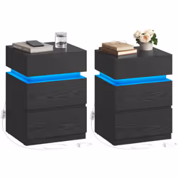 [LED mode et couleur réglables] Les lumières LED intégrées à la table de nuit se déclinent en 25 couleurs, 6 niveaux de lumin ...