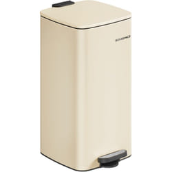 Songmics - Poubelle de Cuisine, Poubelle 30 l, Poubelle à Pédale en Acier, avec Seau Intérieur, Fermeture Douce et Maintien en Ouverture, Beige