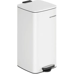 Songmics - Poubelle de Cuisine, Poubelle 30 l, Poubelle à Pédale en Acier, avec Seau Intérieur, Fermeture Douce et Maintien en Ouverture, Blanc