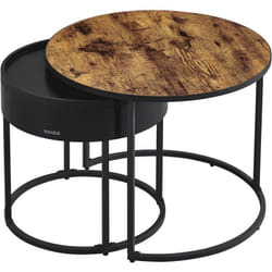 Vasagle - Tables Basses, Lot de 2, Tables d'Appoint Rondes, Tables Gigognes, Style Moderne, Rangement Discret et Plateau, pour Salon, Chambre,