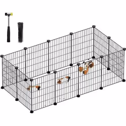 Cage pour Animauxde Companier Enclos Métallique Clôturepour Hamsters Lapins Parc Modulable Petits Animaux Noir