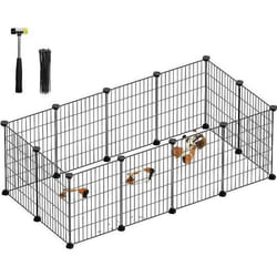 Cage pour Animauxde Companier Enclos Métallique Clôturepour Hamsters Lapins Parc Modulable Petits Animaux Noir