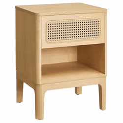 Description générale Avec son design boho chic moderne , cette table de chevet élégante à la couleur boisée et sa façade en r ...