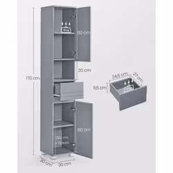 Vasagle BBC560P36 armoire de rangement de salle de bain Gris