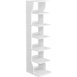 Vasagle - tagère à Chaussures Fine, Meuble de Rangement sur Pieds 7 Niveaux, Gain de Place, pour Entrée, Coin, Rangement Chaussures, Blanc