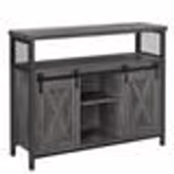 Buffet VASAGLE avec 2 Portes Coulissantes - Style Industriel - Gris Anthracite et Noir