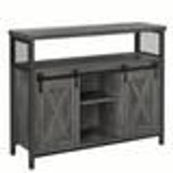 Buffet VASAGLE avec 2 Portes Coulissantes - Style Industriel - Gris Anthracite et Noir