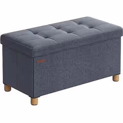 Banc de rangement pliable avec repose-pieds - SONGMICS - Bleu denim clair - 38 x 76 x 40 cm - 300 kg