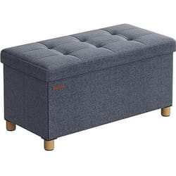 Banc de rangement pliable avec repose-pieds - SONGMICS - Bleu denim clair - 38 x 76 x 40 cm - 300 kg