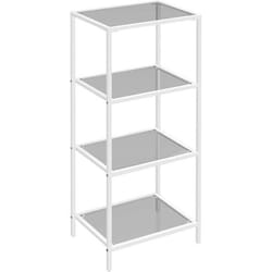 Bibliothèque en Verre à 4 Niveaux VASAGLE - Blanc Perle et Gris Ardoise