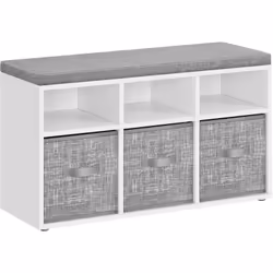 【POLYVALENT】 Ce banc à chaussures avec 3 coffres de rangement peut être placé dans l’entrée pour s'asseoir et changer facilem ...