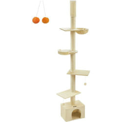 Arbre à Chat du Sol au Plafond, Tour pour Chat Réglable en Hauteur 231-291 cm, Maison pour Chat à Plusieurs Niveaux pour Chats d'Intérieur, Griffoirs