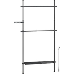Songmics - Portant à Vêtement du Sol au Plafond, Portique Vêtement Stable, Rangement 3 Niveaux, Étagère Extensible, Bras de Support Pliable, Barres