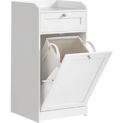 Vasagle - Meuble de Salle de Bain, Panier à Linge, Placard de Rangement, avec 1 Tiroir et 1 Panier à Linge, Sac Intérieur Amovible avec Poignées, 40