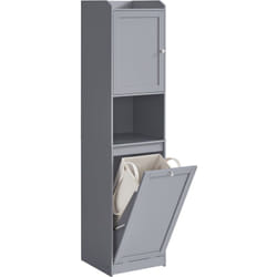 VASAGLE Meuble de Salle de Bain, Panier à Linge, Placard de Rangement Haut, Sac Intérieur Amovible avec Poignées, Compartiment avec Porte, 40 x 40 x