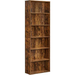 Bibliothèque, Étagère de Rangement 6 Niveaux, Meuble, Cube, pour Salon, Bureau, Chambre, Style Industriel, 24 x 60 x 178,5 cm, Marron Rustique