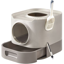 Bac à Litière, Litière pour Chat xxl, avec Couvercle, Plateau Amovible, Pelle, Brosse, Grand Espace pour Grands Chats, Moins de Traces, Fond