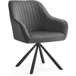 Songmics - Chaise Salle à Manger, Fauteuil Pivotant, Velours, Rembourrée avec Accoudoirs, Charge 120 Kg, Pieds Acier, pour Salle à Manger, Cuisine,