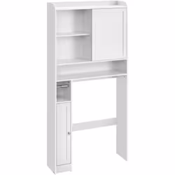 【CONCEPTION MODERNE】 Ce rangement pour wc se distingue par son design moderne et épuré. Avec sa surface blanche, il apporte u ...
