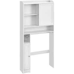 Vasagle - Meuble wc, Étagère Toilettes, Porte Coulissante, Étagères Ajustables, Économie d'Espace, Adapté à la Plupart des Toilettes, Conception