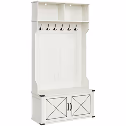 【CONCEPTION 4-EN-1】 Ce porte-manteau polyvalent combine 6 crochets triples, 2 grands compartiments sur le dessus, 1 armoire à ...