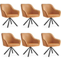 Chaises Salle à Manger, Lot de 6, Fauteuils Pivotants, Velours, Rembourrées avec Accoudoirs, Charge 120 Kg, Pieds Acier, pour Salle à Manger,