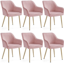 SONGMICS Chaise Salle à Manger, lot de 6, Chaise de Cuisine, Fauteuil en Velours, Rembourrée, avec Accoudoirs, Charge Max. 120 kg, Pieds en Métal,