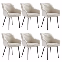 Chaise Salle à Manger - SONGMICS - Lot de 6 - Fauteuil en Velours - Blanc
