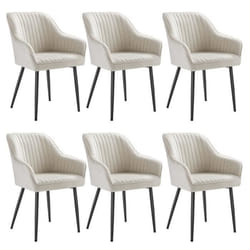 Chaise Salle à Manger - SONGMICS - Lot de 6 - Fauteuil en Velours - Blanc
