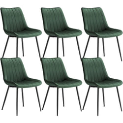 SONGMICS Lot de 6 Chaises de Salle à Manger, Velours, Chaise Cuisine, Supportant Jusqu’à 120 kg, Pied en Acier, Dossier Ergonomique, pour Salle à