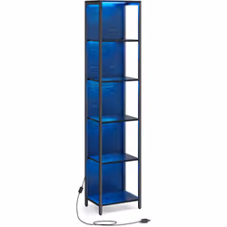 【LUMIÈRES LED RÉGLABLES】 Cette bibliothèque est dotée de lumières LED avec 25 couleurs, 6 modes de luminosité et 10 modes str ...