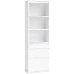 Vasagle - Bibliothèque, Armoire Haute, Buffet, 3 Tiroirs de Tailles Différentes, Étagères Réglables, Hauteur 180 cm, pour Salon, Chambre, Bureau,