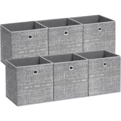 Songmics - Boîtes de Rangement, Lot de 6, Coffres de Rangement en Tissu Non-Tissé avec Poignée, 33 x 33 x 33 cm, Cubes, pour Étagère, Pliables,