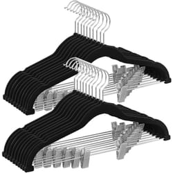 Songmics - Cintres pour Pantalons, Lot de 20, en Velours, Longueur 42,5 cm, avec Pinces Réglables, Antiglisse, Gain de Place, pour Pantalons,